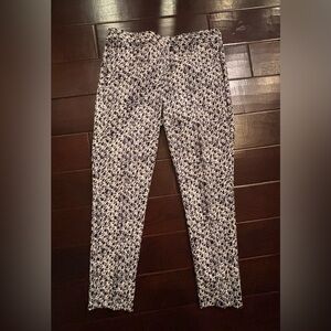 Michael Kors Women's Ankle Pants; Stretch Batik Print; Navy/White; Size 8